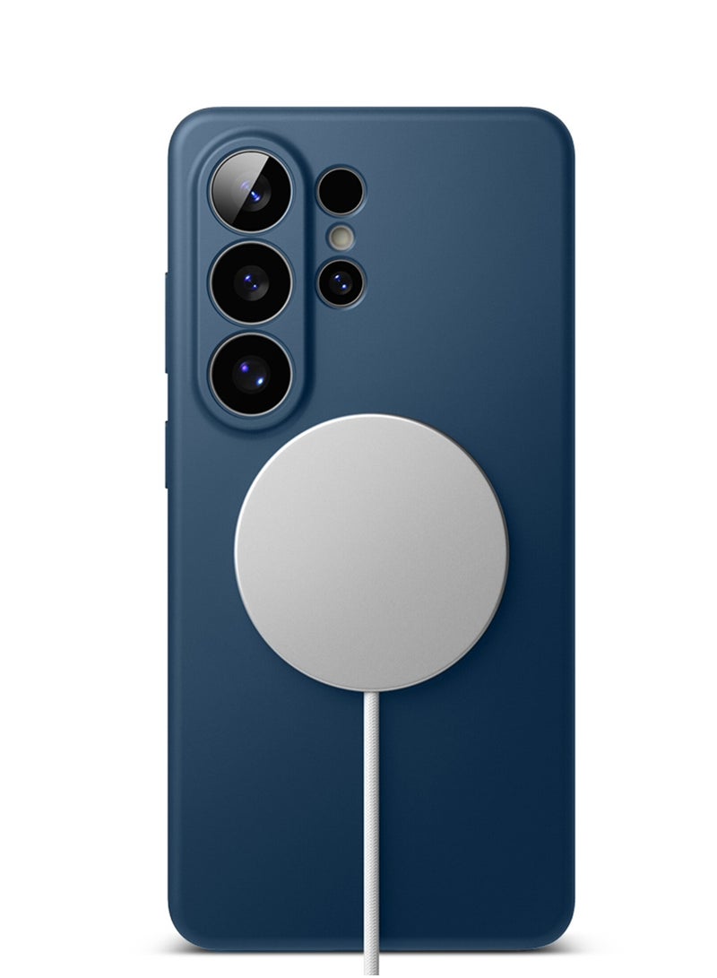 دبليو تيك سامسونج جالاكسي S26 ألترا 5G 2026 غطاء متوافق مع حلقة ماجسيف رفيعة من السيليكون السائل الفاخر (MCMPMN) - أزرق بحري - Image 3